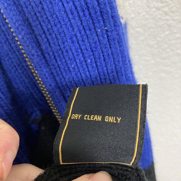 Akoo & Co Sweater Mens 4XL Blue cream Black Full Zip Knit Dog Patch Elbow Pads - Picture 16 of 16